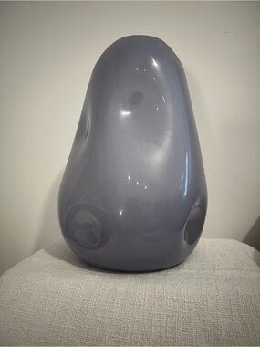 Modern Sculptural Ceramic Vase in Glossy Slate Gray/Purple